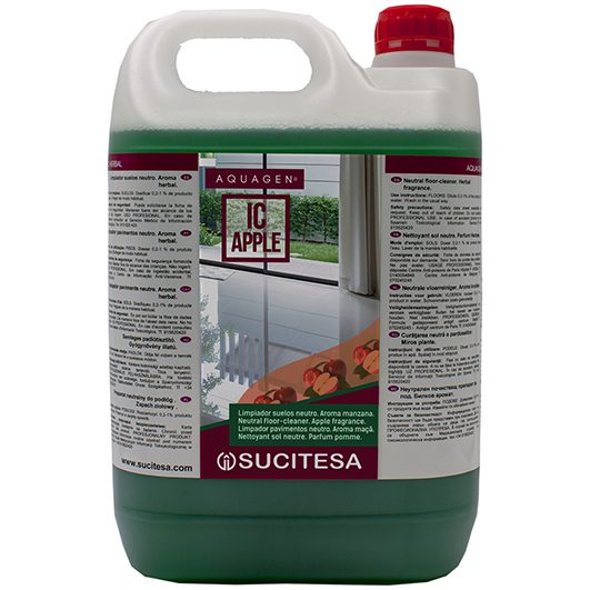 Fregasuelos con Aroma Manzana AQUAGEN IC APPLE. Pack de 4 bidones de 5L.