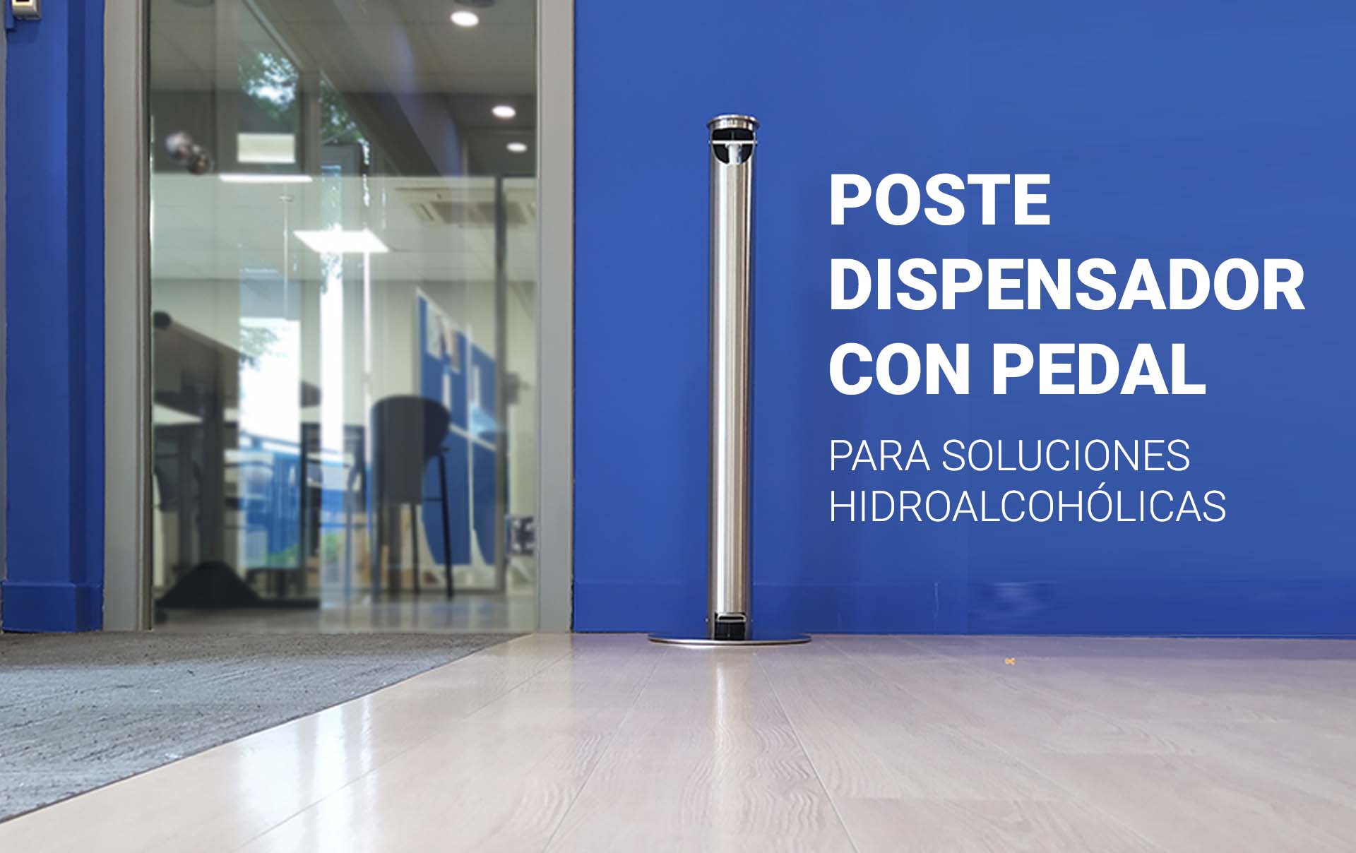 Poste dispensador con pedal para soluciones hidroalcohólicas